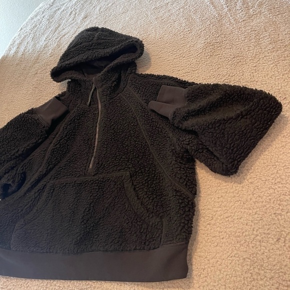 Lululemon Womens Black Scuba Oversized Sherpa Wool Blend 1/2 Zip Hoodie Size M/L - Picture 5 of 11